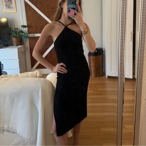 Midi cross neck ribbed dress